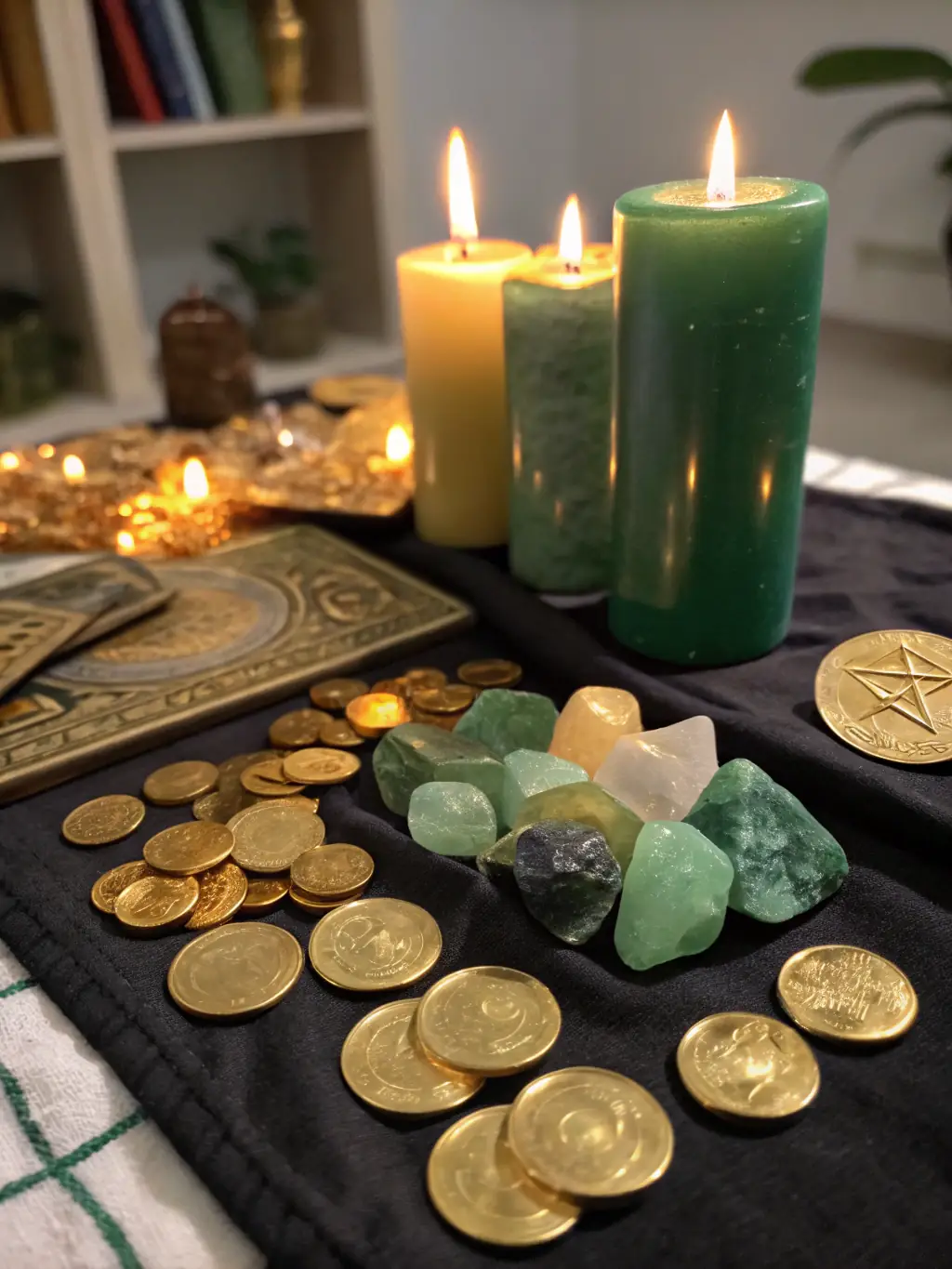 A close-up shot of gold coins stacked next to a traditional Indian oil lamp, symbolizing wealth and prosperity for retirement.